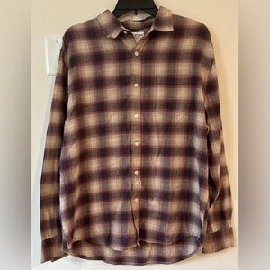 Arizona Men’s Purple Plaid Button Down Flannel Shirt NWT Size Medium